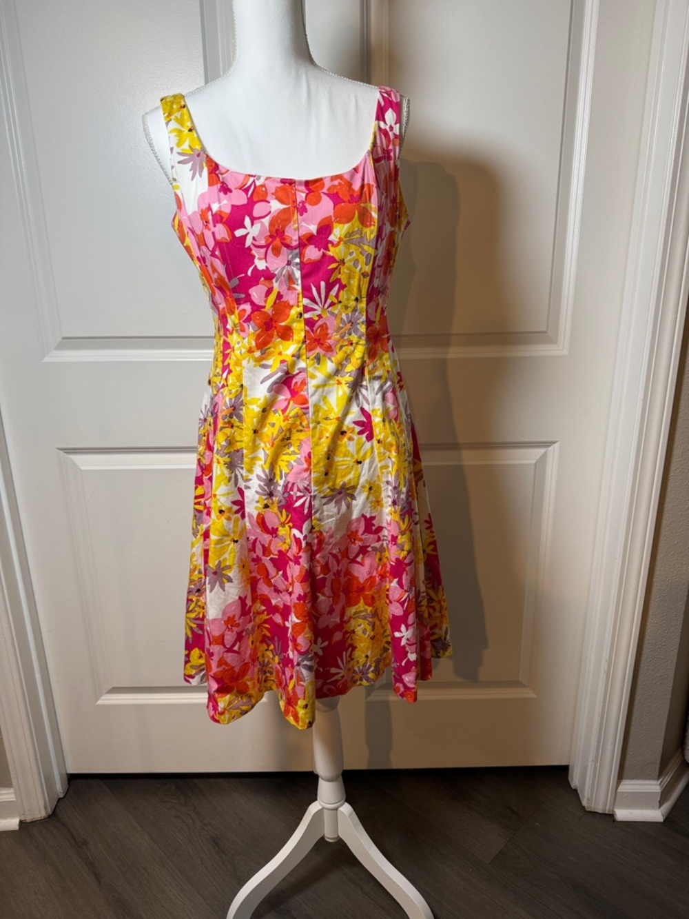Jones Wear Pink & Yellow Floral Midi Dress